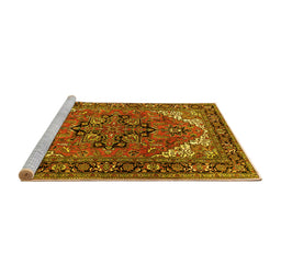 Sideview of Machine Washable Persian Yellow Traditional Rug, wshtr1674yw