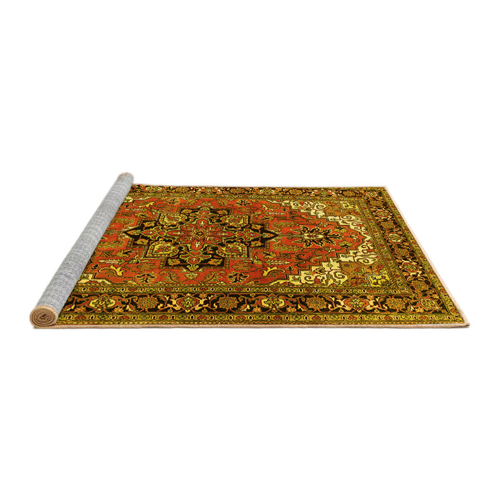 Sideview of Machine Washable Persian Yellow Traditional Rug, wshtr1674yw