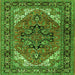 Round Machine Washable Persian Green Traditional Area Rugs, wshtr1674grn