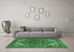 Machine Washable Persian Emerald Green Traditional Area Rugs in a Living Room,, wshtr1674emgrn