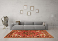 Machine Washable Persian Orange Traditional Rug, wshtr1674org