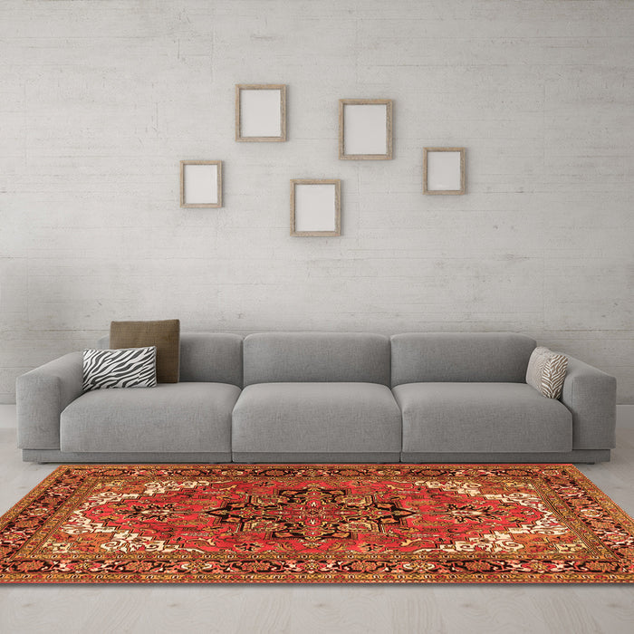 Machine Washable Persian Orange Traditional Area Rugs in a Living Room, wshtr1674org