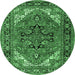 Round Persian Emerald Green Traditional Rug, tr1674emgrn