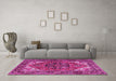 Machine Washable Persian Pink Traditional Rug in a Living Room, wshtr1674pnk