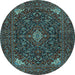 Round Machine Washable Persian Light Blue Traditional Rug, wshtr1675lblu