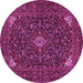 Round Machine Washable Persian Pink Traditional Rug, wshtr1675pnk