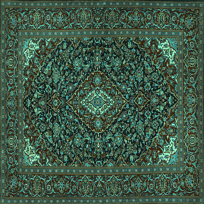Square Persian Turquoise Traditional Rug, tr1675turq