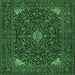 Square Machine Washable Persian Emerald Green Traditional Area Rugs, wshtr1675emgrn