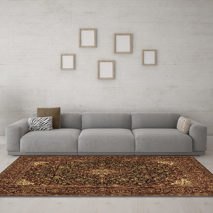 Machine Washable Persian Brown Traditional Rug in a Living Room,, wshtr1675brn