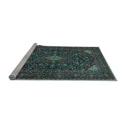 Sideview of Machine Washable Persian Light Blue Traditional Rug, wshtr1675lblu