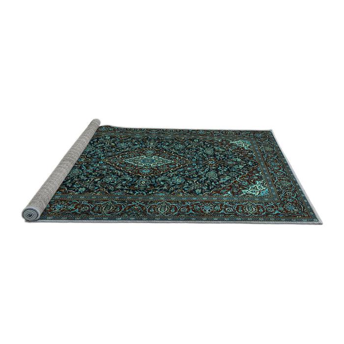 Sideview of Machine Washable Persian Light Blue Traditional Rug, wshtr1675lblu