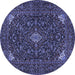 Round Machine Washable Persian Blue Traditional Rug, wshtr1675blu