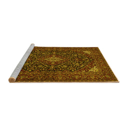 Sideview of Machine Washable Persian Yellow Traditional Rug, wshtr1675yw
