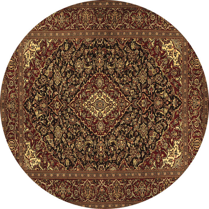 Round Persian Brown Traditional Rug, tr1675brn