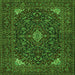 Round Machine Washable Persian Green Traditional Area Rugs, wshtr1675grn