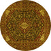 Round Machine Washable Persian Yellow Traditional Rug, wshtr1675yw