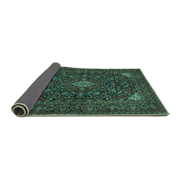 Sideview of Persian Turquoise Traditional Rug, tr1675turq