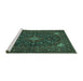 Sideview of Machine Washable Persian Turquoise Traditional Area Rugs, wshtr1675turq