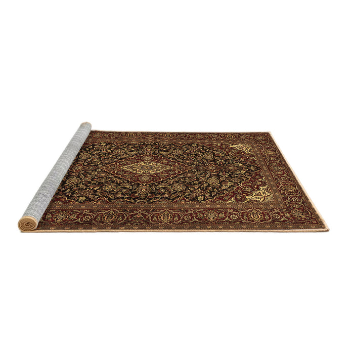 Sideview of Machine Washable Persian Brown Traditional Rug, wshtr1675brn
