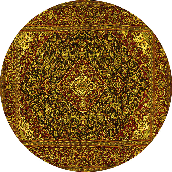 Round Persian Yellow Traditional Rug, tr1675yw