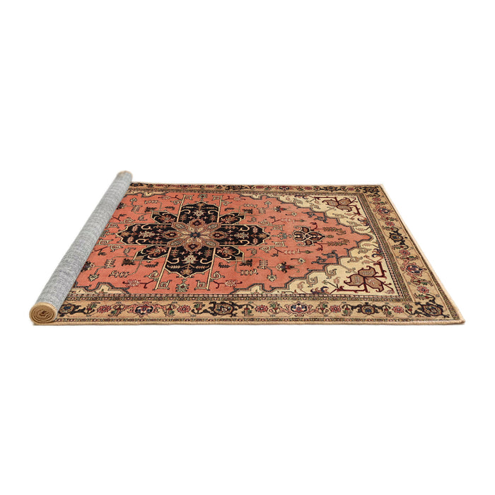 Sideview of Machine Washable Traditional Dark Sienna Brown Rug, wshtr1676