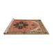 Sideview of Machine Washable Traditional Dark Sienna Brown Rug, wshtr1676