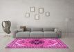 Machine Washable Persian Pink Traditional Rug in a Living Room, wshtr1676pnk