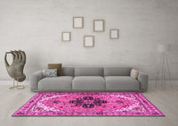 Machine Washable Persian Pink Traditional Rug, wshtr1676pnk