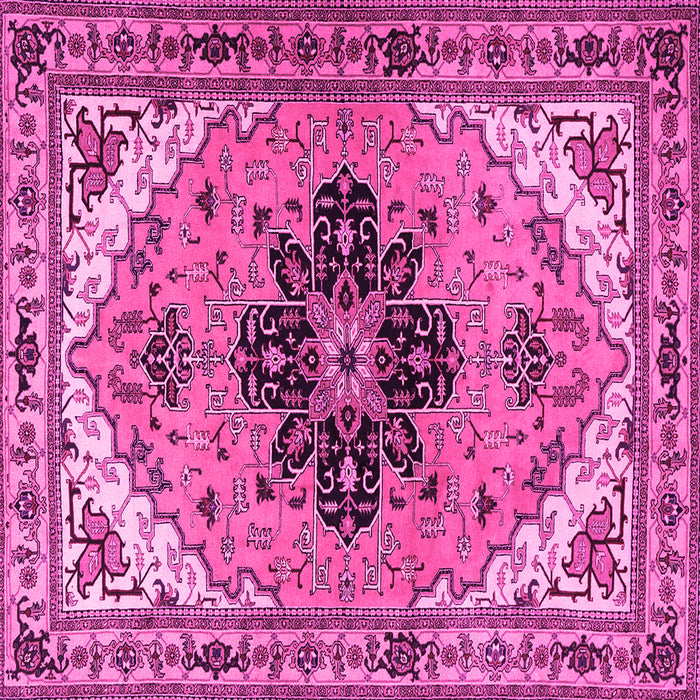 Square Machine Washable Persian Pink Traditional Rug, wshtr1676pnk