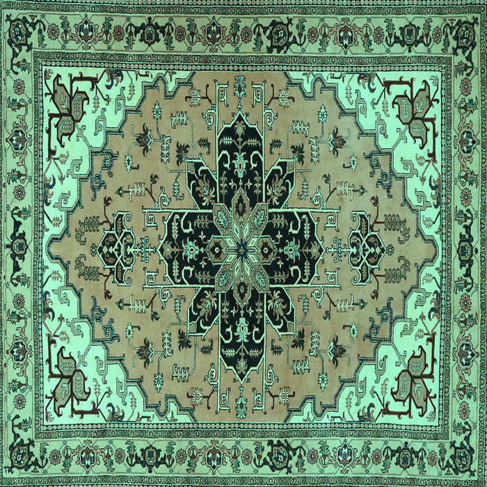 Square Machine Washable Persian Turquoise Traditional Area Rugs, wshtr1676turq