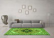 Machine Washable Persian Green Traditional Area Rugs in a Living Room,, wshtr1676grn