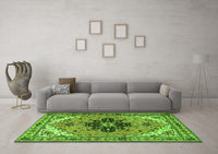 Machine Washable Persian Green Traditional Rug, wshtr1676grn