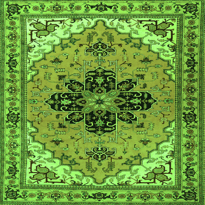 Round Machine Washable Persian Green Traditional Area Rugs, wshtr1676grn