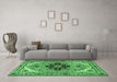 Machine Washable Persian Emerald Green Traditional Area Rugs in a Living Room,, wshtr1676emgrn