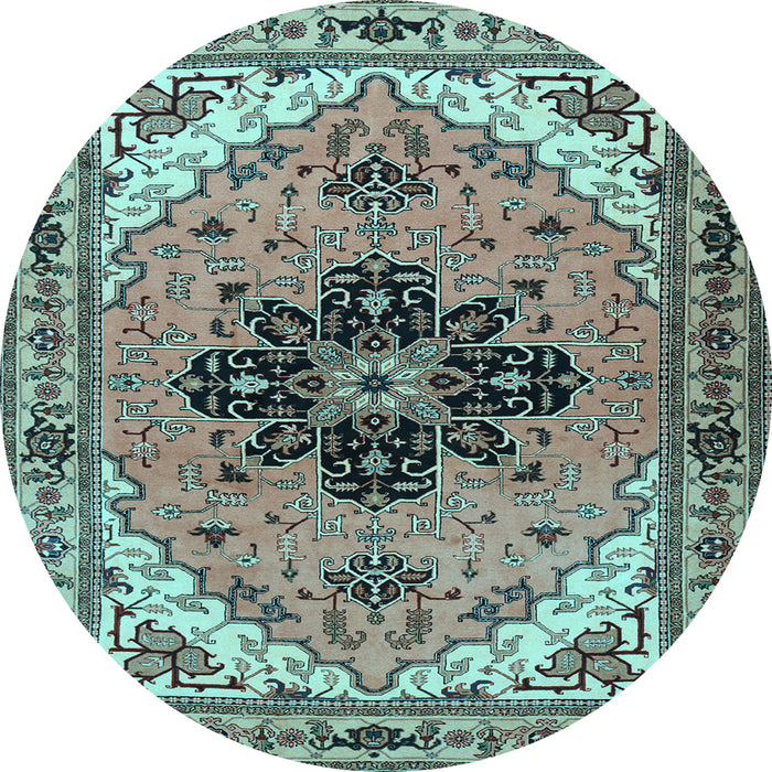 Round Persian Light Blue Traditional Rug, tr1676lblu