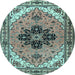 Round Persian Light Blue Traditional Rug, tr1676lblu