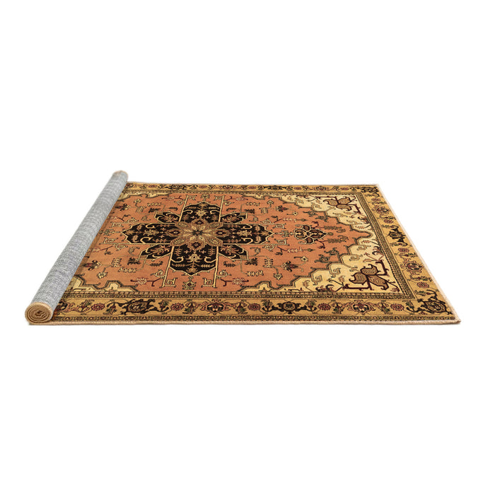 Sideview of Machine Washable Persian Brown Traditional Rug, wshtr1676brn