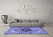 Machine Washable Persian Blue Traditional Rug in a Living Room, wshtr1676blu