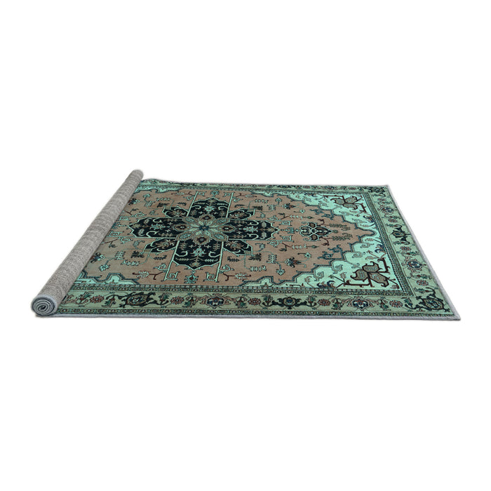 Sideview of Machine Washable Persian Light Blue Traditional Rug, wshtr1676lblu