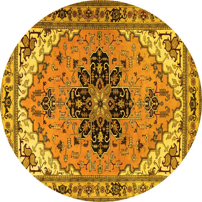 Round Persian Yellow Traditional Rug, tr1676yw