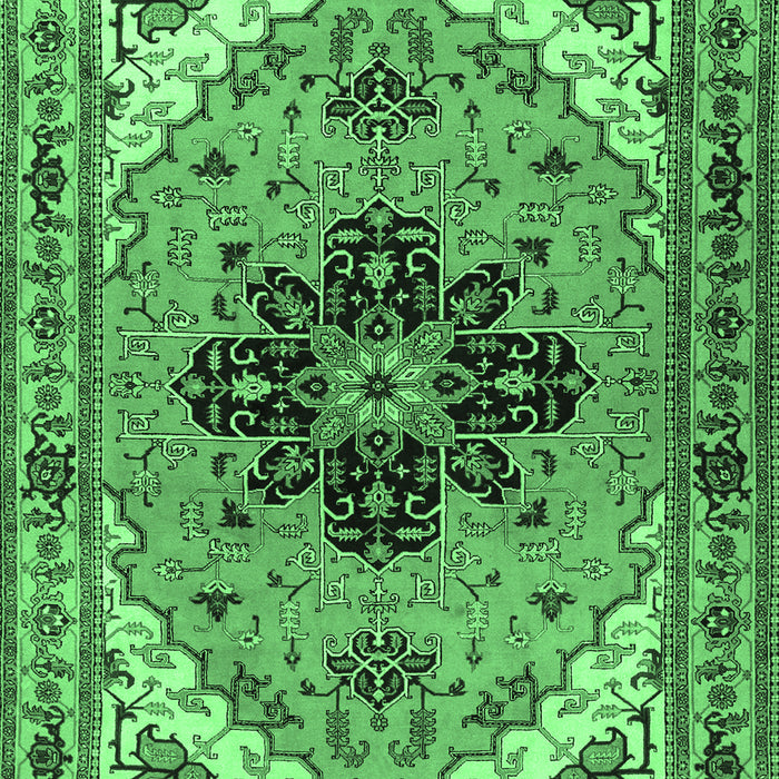 Machine Washable Persian Emerald Green Traditional Area Rugs, wshtr1676emgrn