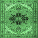 Square Machine Washable Persian Emerald Green Traditional Area Rugs, wshtr1676emgrn