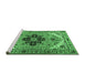 Sideview of Machine Washable Persian Emerald Green Traditional Area Rugs, wshtr1676emgrn