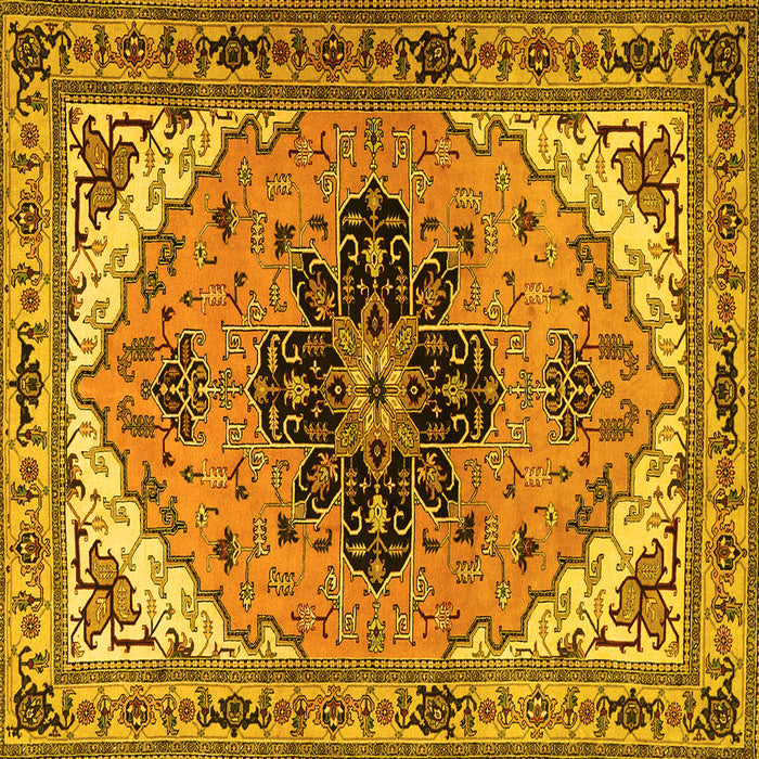 Square Machine Washable Persian Yellow Traditional Rug, wshtr1676yw