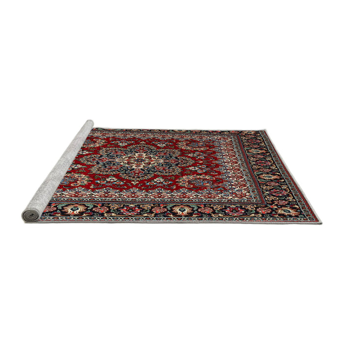 Sideview of Machine Washable Traditional Deep Red Rug, wshtr1677