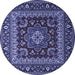 Round Persian Blue Traditional Rug, tr1677blu