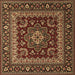 Square Persian Brown Traditional Rug, tr1677brn