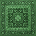 Square Machine Washable Persian Emerald Green Traditional Area Rugs, wshtr1677emgrn