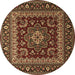 Round Persian Brown Traditional Rug, tr1677brn