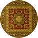 Round Machine Washable Persian Yellow Traditional Rug, wshtr1677yw